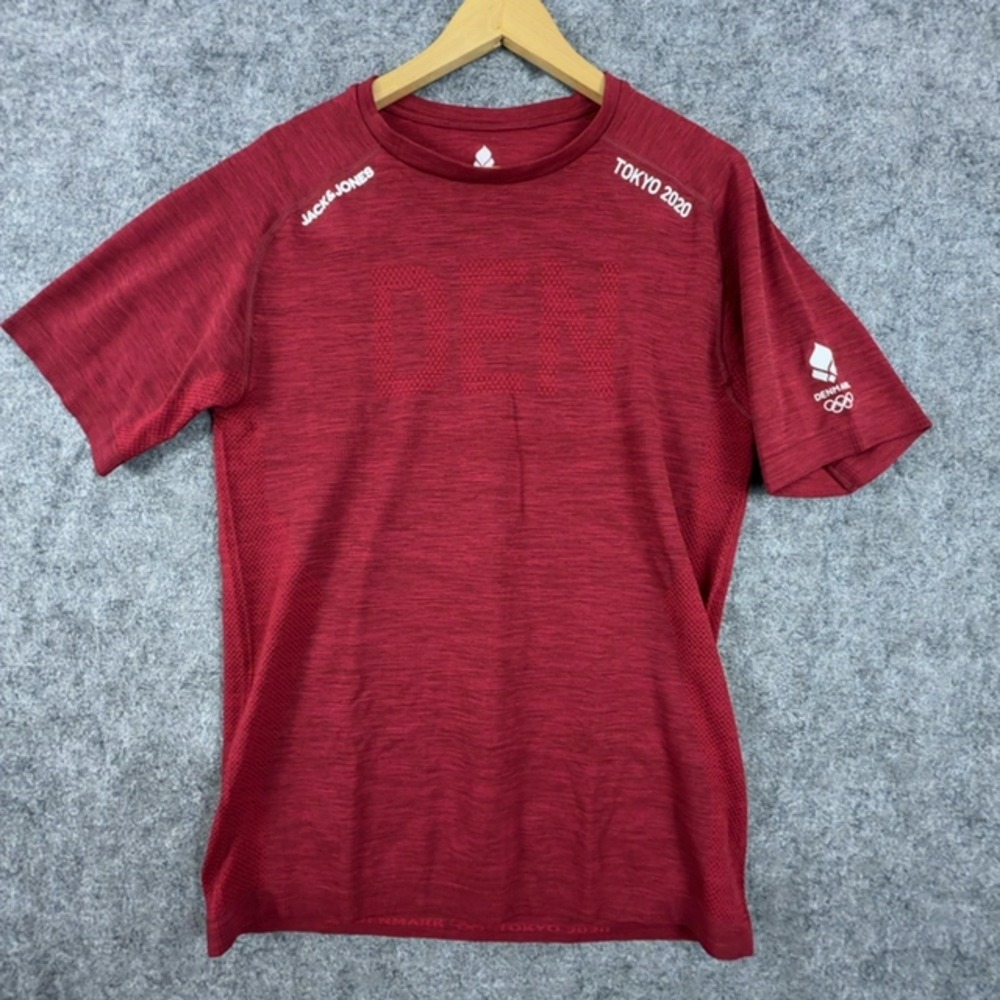 Denmark Jack & Jones 2020 Tokyo Olympic Games Team T-Shirt Mens L/XL Red Graphic